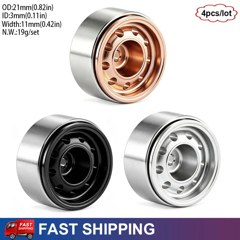 4 pièces de jantes en aluminium de 0,7 pouce avec système Beadlock pour voiture RC 1/30 Axial SCX30 Jeep Wrangler K10 Ford Bronco, accessoires de mise à niveau