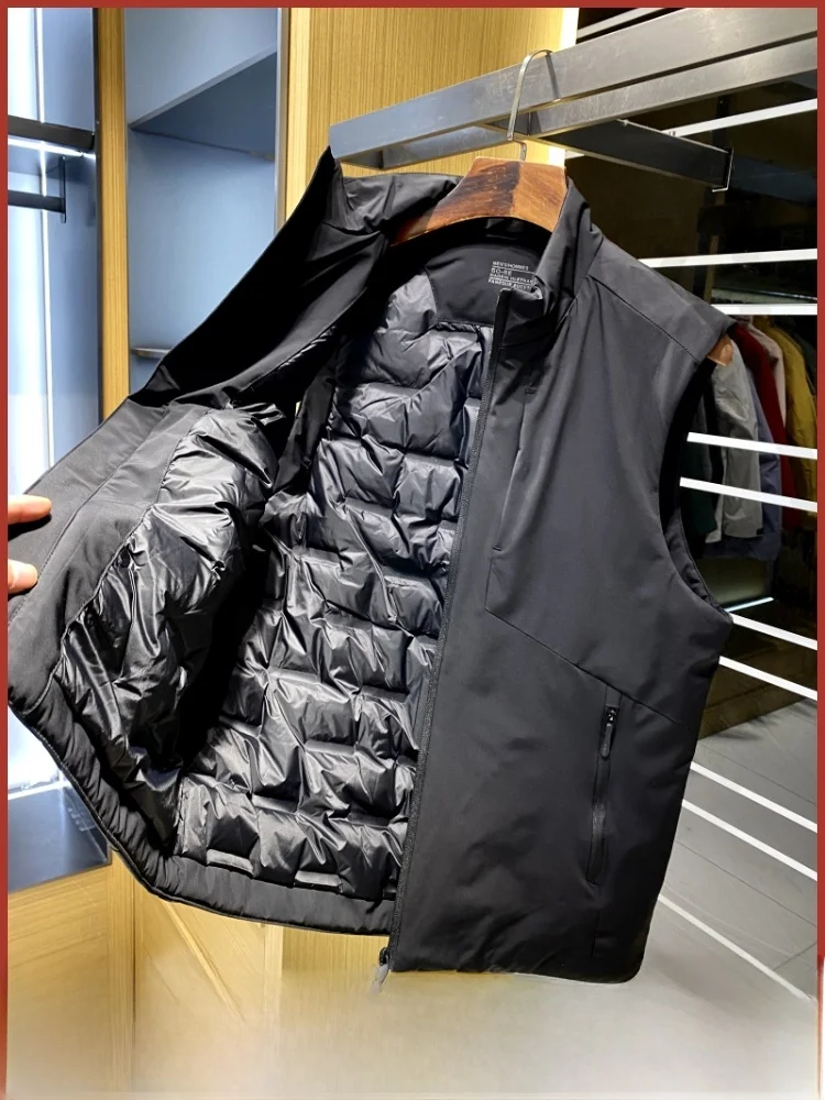 

Outdoor Men's Du down Jaet Vest New Winter Functional Stand Collar Polyester Fiber Soft Warm Insulation Zipper Decoration