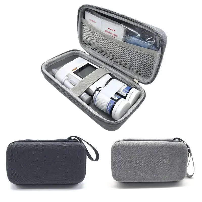 1 Pcs Blood Glucose Meter Storage Bag Diabetes Testing Kit Case With Zipper For Office Travel Health Monitoring Organizer