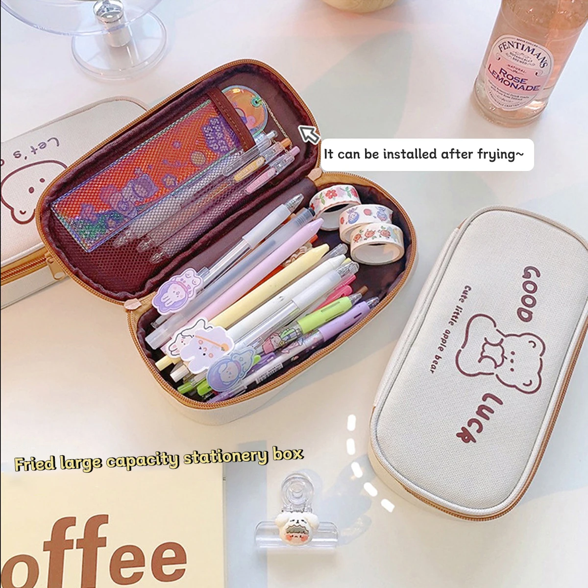 Student simple cartoon large capacity pencil case