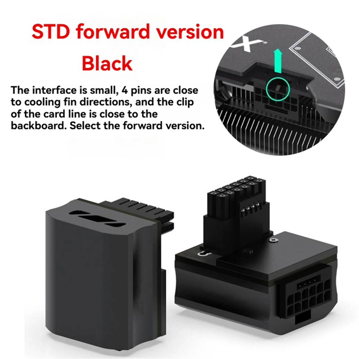 ATX3.0 90 Degree Power Connector DIY 12VHRWR 12+4 Pin Computer Graphics Card GPU Adapter STD for 4090 4080 Black-BCBW