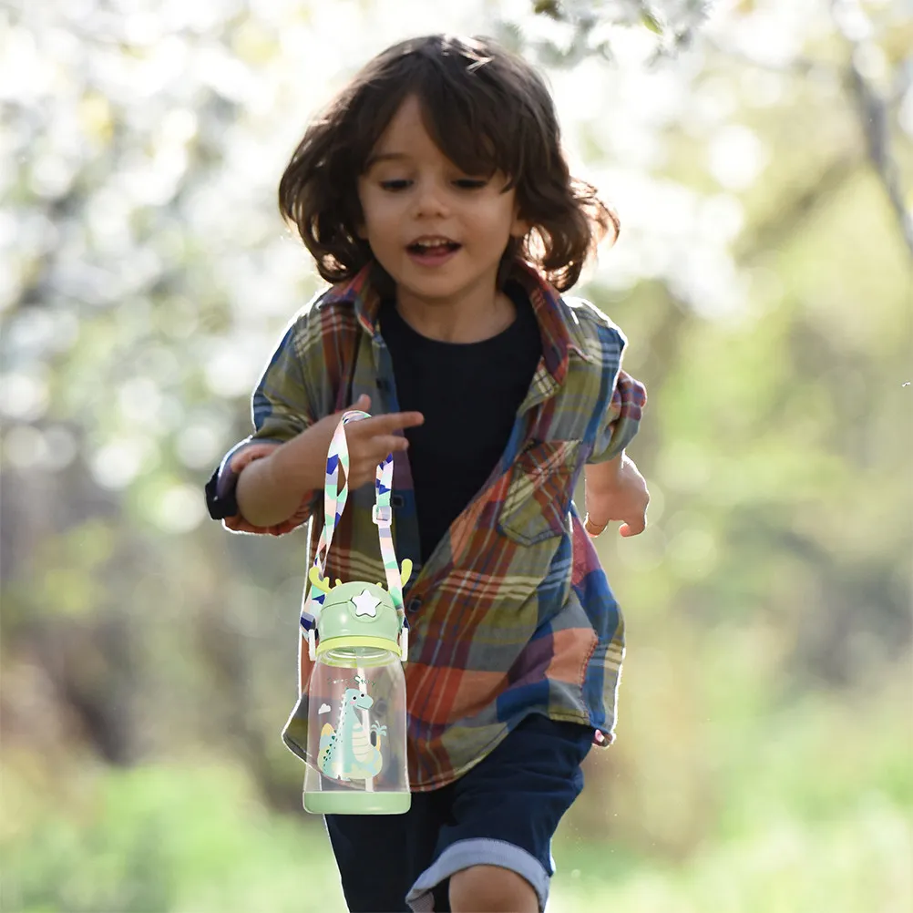 2Pcs Kids Water Bottle Antler Design Leakproof Built-in Straw Large Capacity Lightweight for School Travel Sports Picnic Hiking