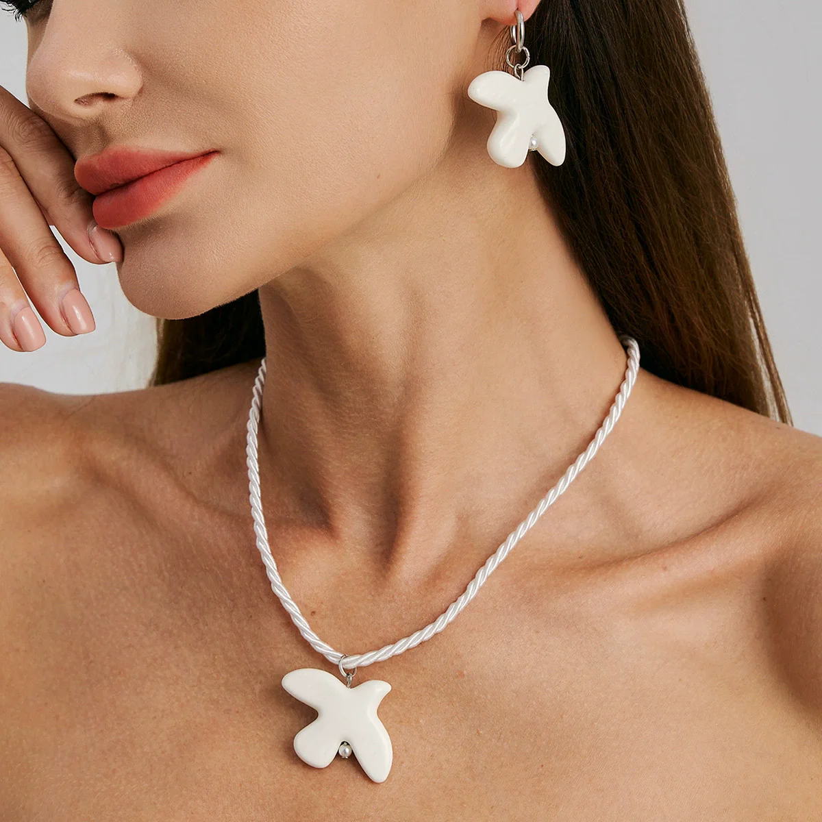Y2K السيراميك الطيور عالية الجودة الأبيض حمامة السلام قلادة مجوهرات للنساء الحد الأدنى حبل طويل سلسلة مجوهرات اكسسوارات n0515 #2