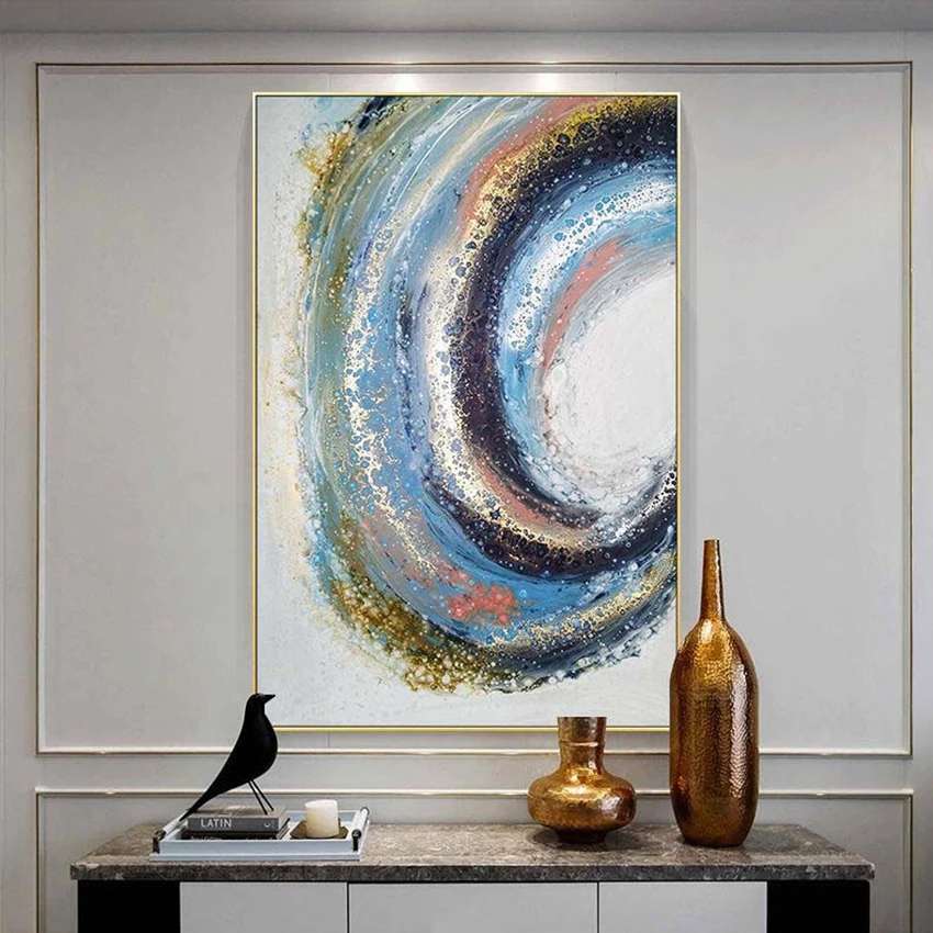 Nordic Abstraction Starry Sky Hand Drawn Oil Painting For Home Decoration Bedroom Dining Room Living Room And Sofa Mural Wall