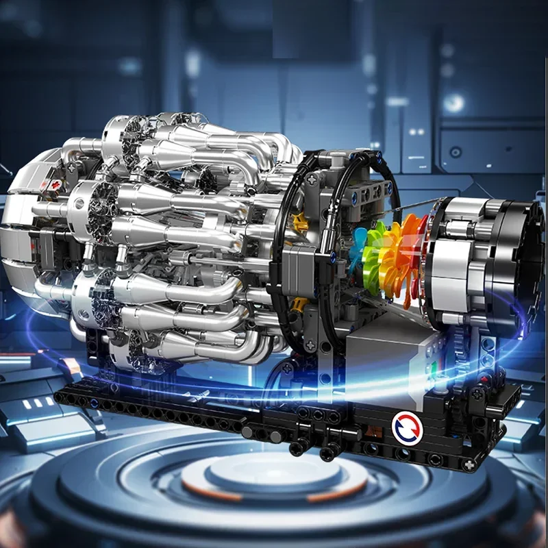 Mould King 10216 Modello di motore turbojet - Kit di costruzione fai-da-te da 1214 pezzi, regalo di Natale STEM per adolescenti e appassionati dell'aviazione