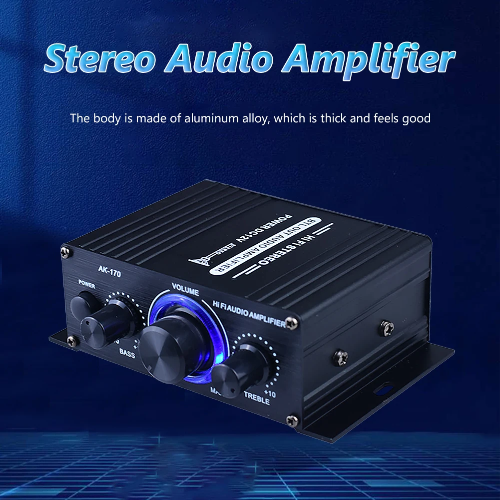 AMPLIFICADOR DE POTENCIA DE Audio estéreo HiFi AK-170, máximo 200W + 200W, Subwoofer de doble canal, amplificador de potencia Digital, Audio estéreo de 12V con entrada RCA