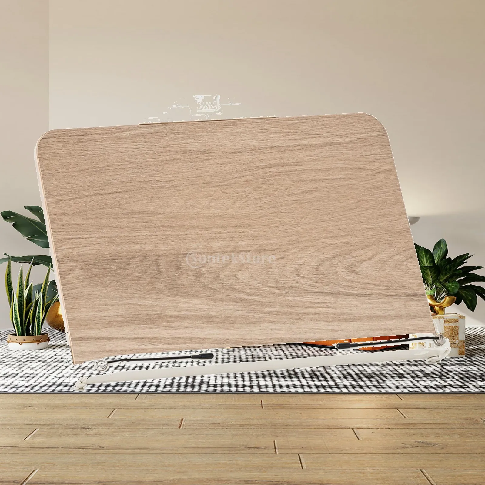 Foldable Desktop Reading Stand Wood-Grain Finish Reading Stand with Phone Holder Adjustable Book Holder Ergonomic for Readers