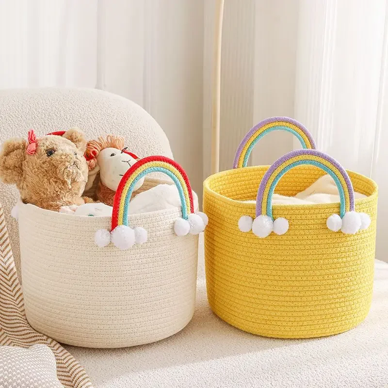 

Овальная корзина для хранения из хлопчатобумажной веревки, простой и современный дом, настольная корзина для хранения закусок и косметики, корзина для организации