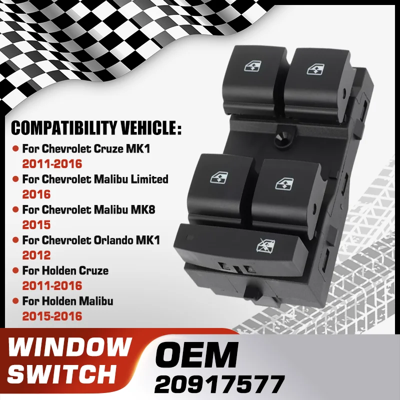 

For Chevrolet Cruze Chevrolet Malibu Chevrolet Orlando Holden Cruze Holden Malibu 2011-2016 Front Left Car Power Window Switch