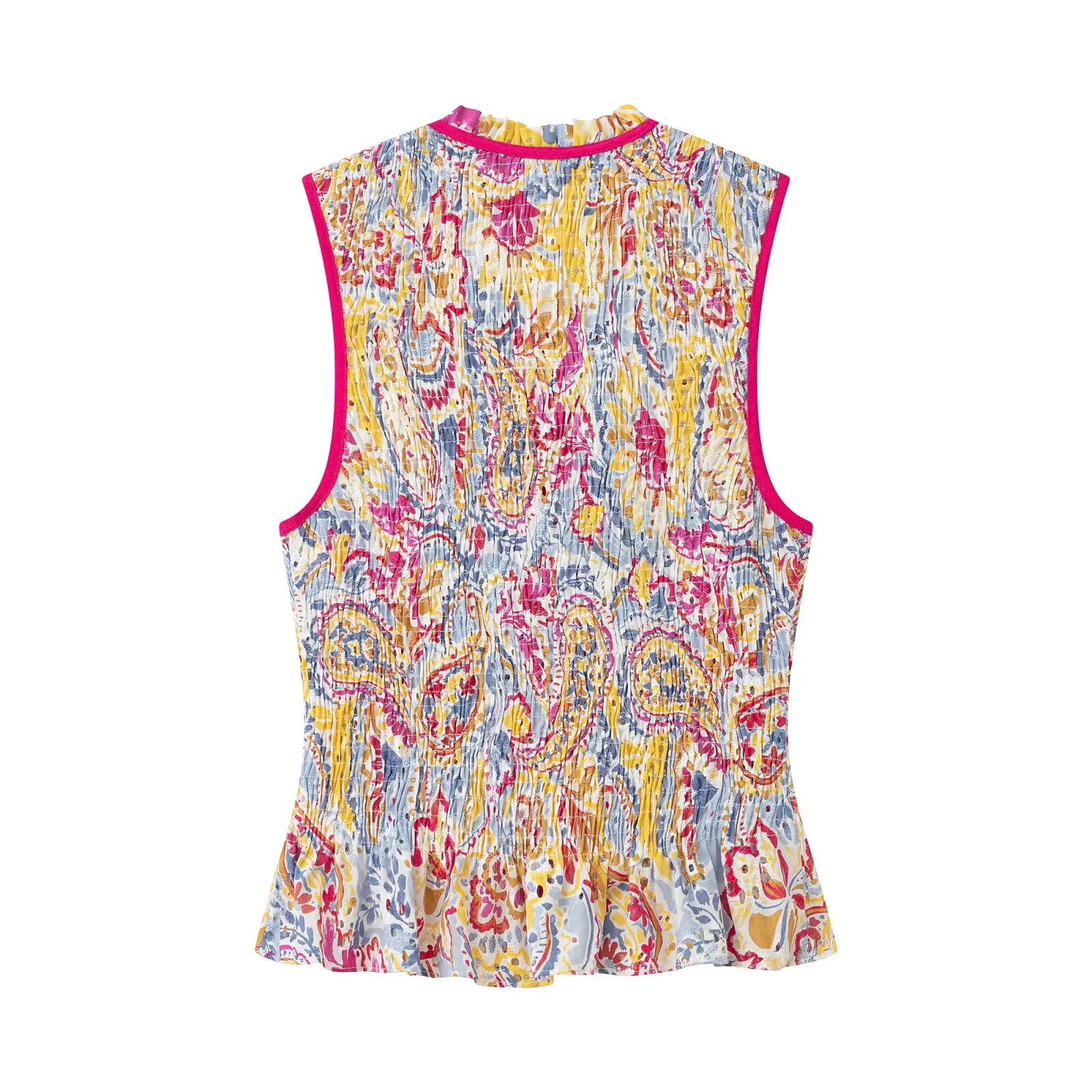 Damen Mode Blumendruck Ausgeschnittene Sets Sexy Ärmelloses O-Ausschnitt Knopf-Slim-Top+Lange Röcke Sommer Urlaub Neu 2-teilig – Detail 6