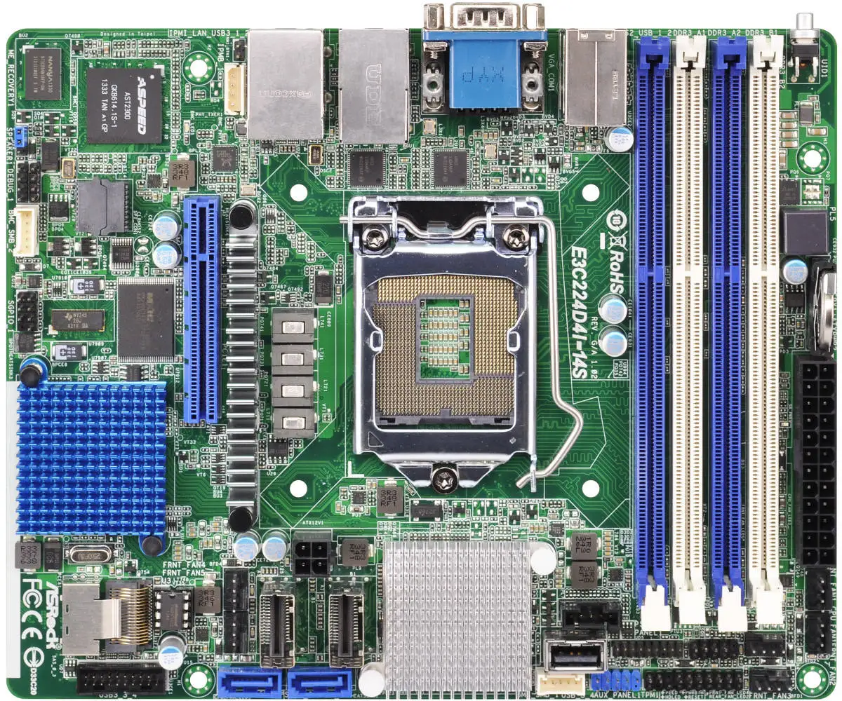 ASRock E3C224D4I-14S Motherboard Intel C224 LGA 1150 DDR3 mini ITX support E3-1240L v3 i5-4570 i3-4340 i5-4460 i7-4770 cpu
