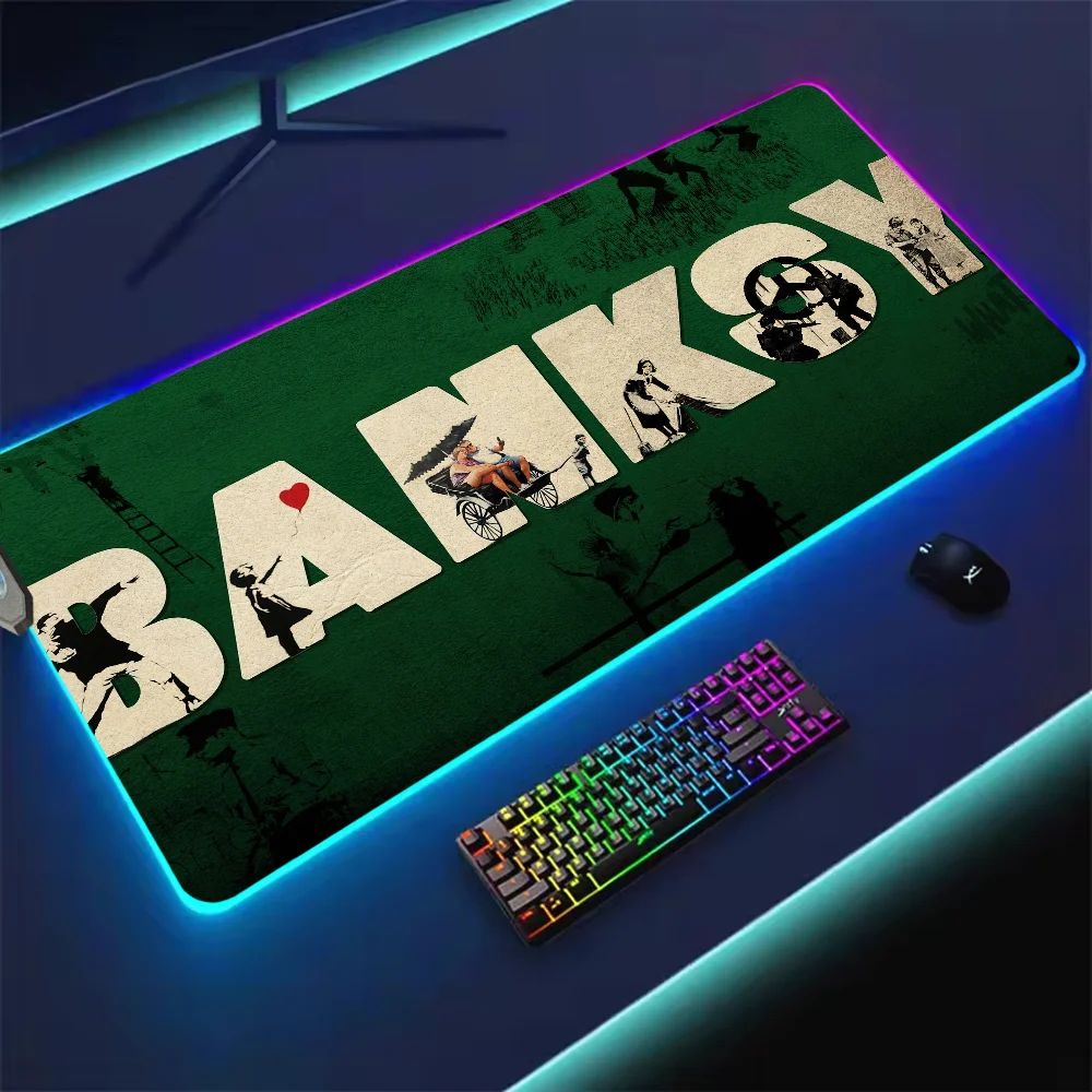 Banksy Street Art For Rgb Mouse Pad Xxl Steelseries Laptop Mat Gaming Mousepad Backlit Keyboard Girl Table Pads Deskpad