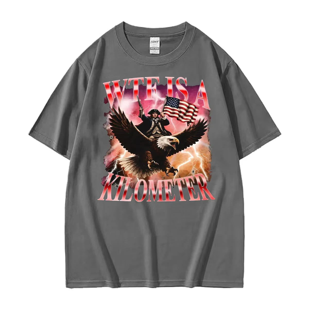 WTF Is A Kilometer Funny 4th of July USA Meme T Shirt Gothic Vintage T Shirts Women Clothing Casual Oversized T-shirt Streetwear