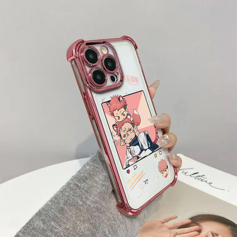 J-Jujutsus Kaisens Gojo FUNDA جراب هاتف آيفون 16 12 13 14 15 Pro Max Plus مقاوم للصدمات بأربعة زوايا مضاد للسقوط