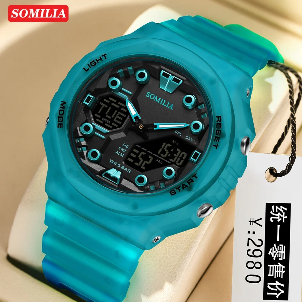 SOMILIA 6200 Fashion Trend Electronic Men's Watch Multi functional Alarm Clock Waterproof Cool Men's Watch 2024