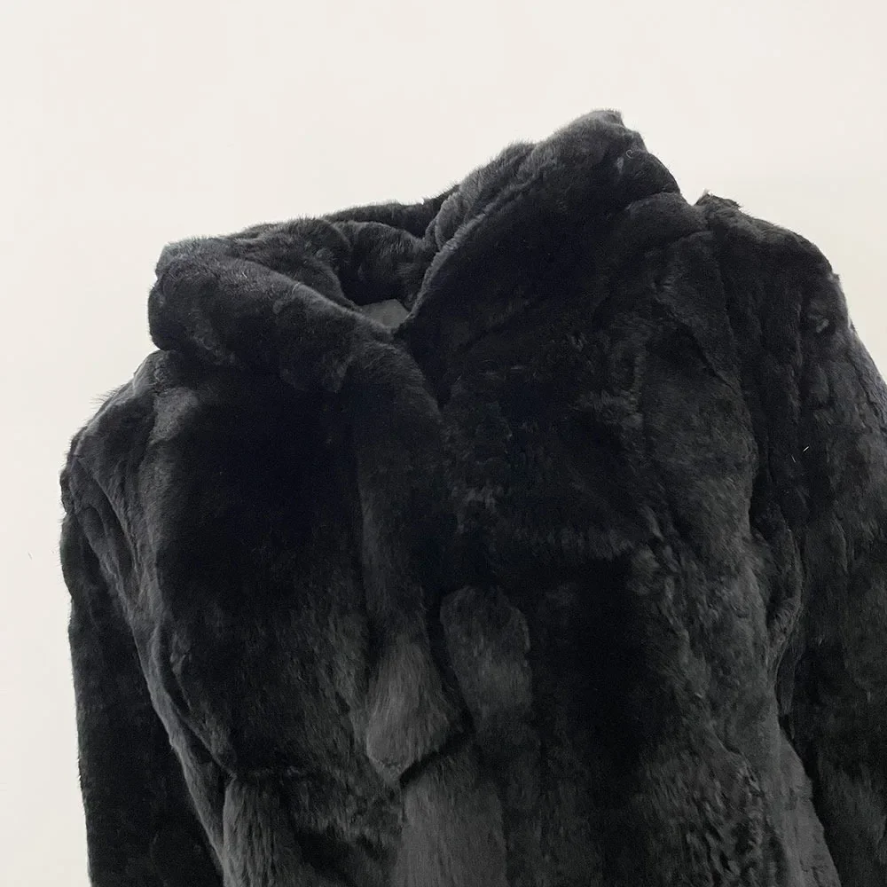 OFTBUY Real Rabbit Fur Coat Winter Fashion Woman Real Fur Jacket Lady Luxury Warm Black Ostrich Feather Coat Manteau Femme 2026