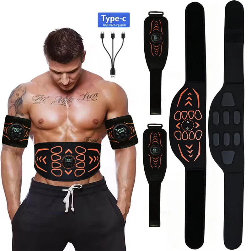 Smart Muscle Toner Abdominal Toning Belt Muscle Stimulator Ab Trainer Body Massager For Arm Leg Training USB Charge Fitness