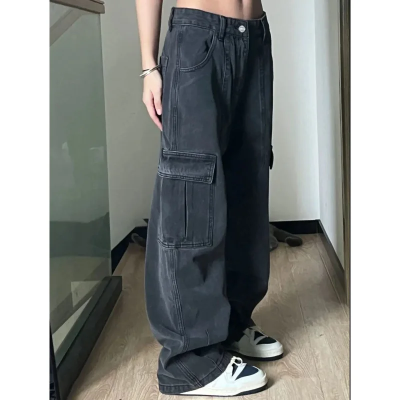 

Autumn High Waist Slimming Wide Leg Pants Straight Pants Mopping Pants Women Jeans Streetwear Korean Fashion Straight Trousers