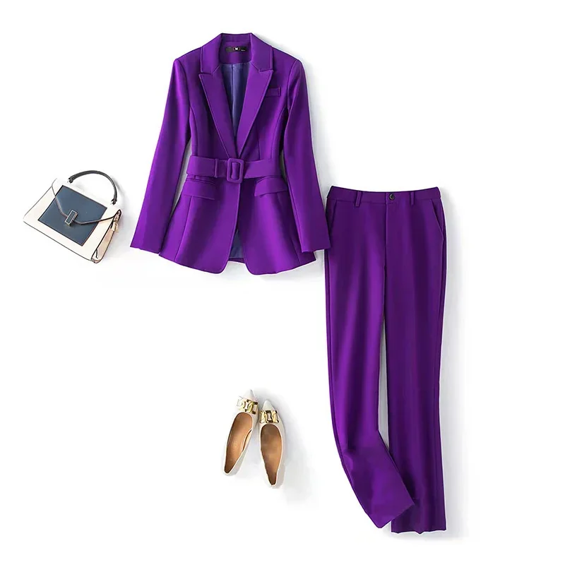 Women Elegant Temperament Long Sleeve Lapel Blazer or Pants Casual Solid Color Business Occupation Office Clothing Blazer Women