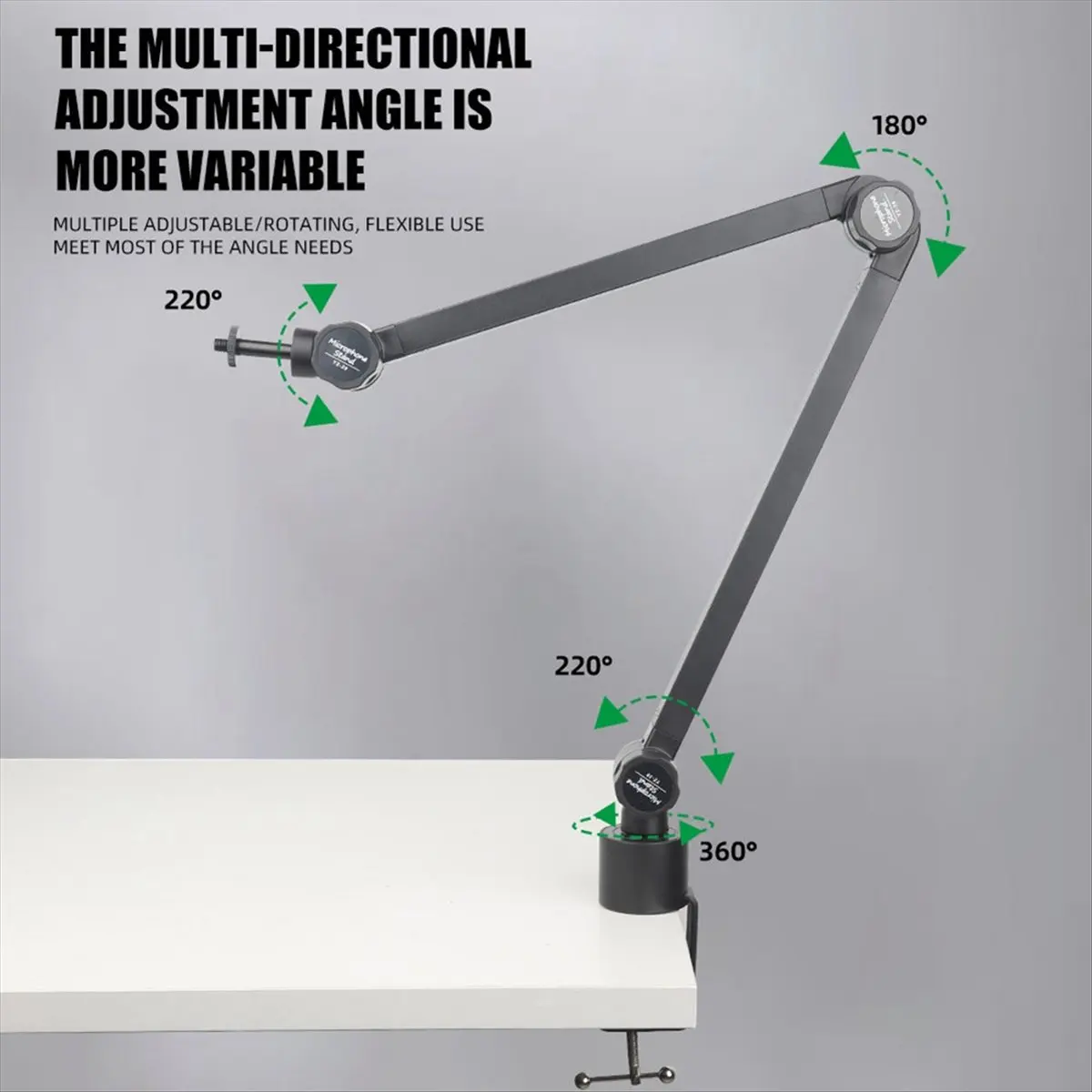 Microphone Stand Arm Holder Boom Desk Arm Mic Holder, with Microphone Upgraded Clip, Suitable for Under 1.5kg Microphone