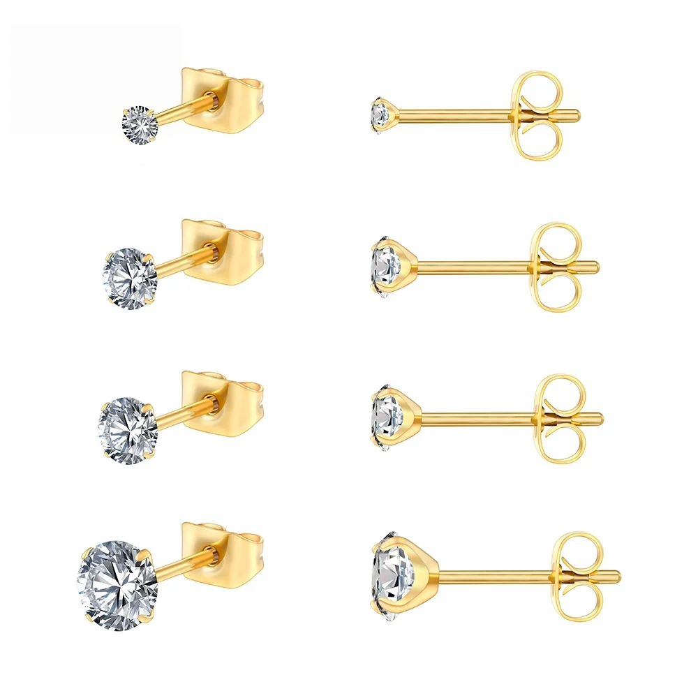 1 Pair Right Grand ASTM F136 Titanium 2/3/4/5mm CZ Stud Earrings 20G Minimalist Wedding Cartilage Helix Tragus Piercing Jewelry