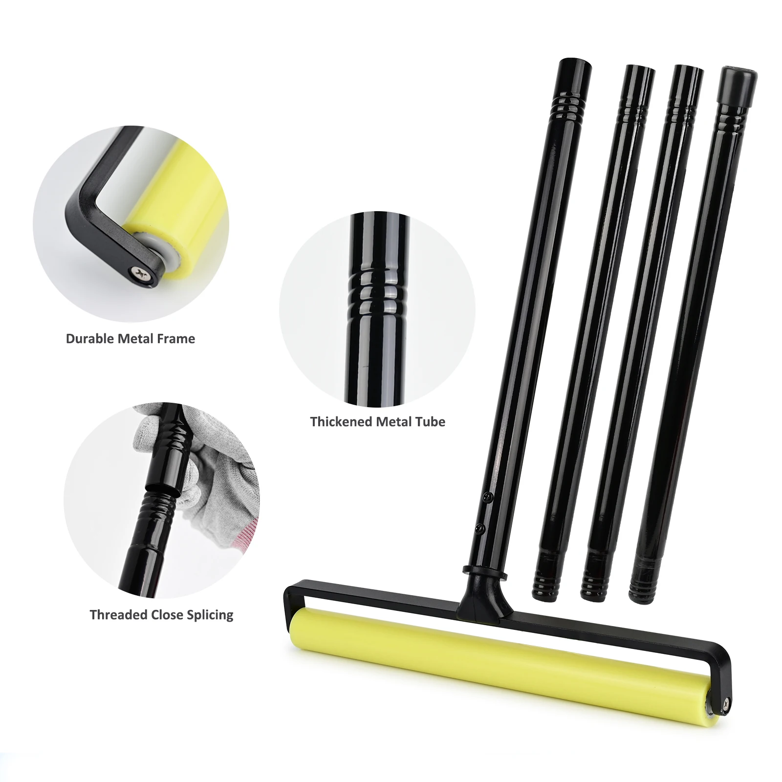 EHDIS 16''-58'' Long Handle Silicone Roller With Cleaning Tacky Pads Car Film Wrapping Wallpaper Installation Rolling Squeegee