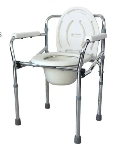 

Commode Toilet Chair Disabled Elderly Folding Portable Height Adjustable Electroplating