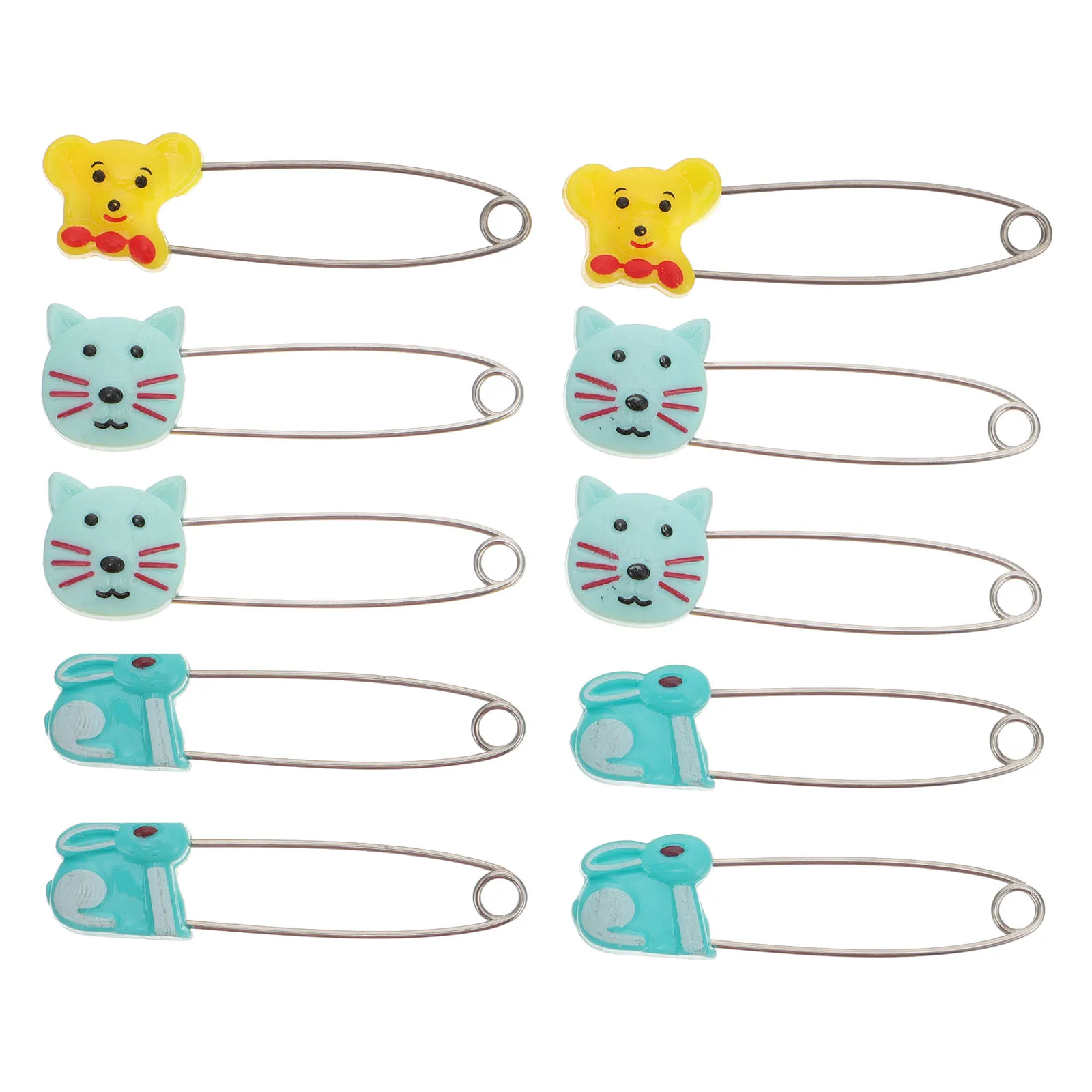 

10 Pcs Cartoon Baby Pin Animal Pattern Safety Buckle U Shaped Clip Newborn Diaper Closure Durable