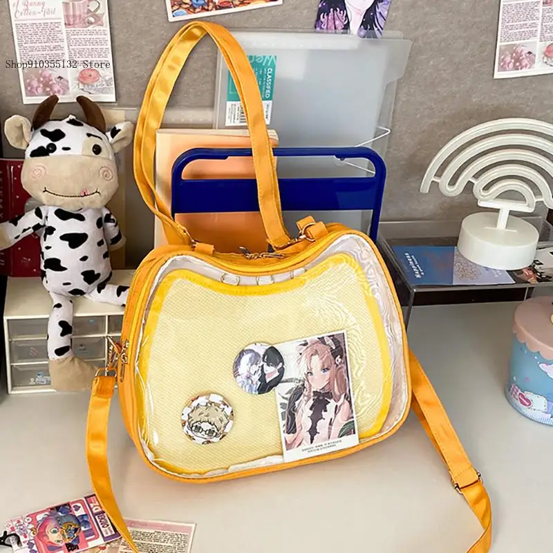 Casual Simple Pure Color Cute Cat Dual Use Japanese Ins College Backpack Handbag Crossbody Bag Female