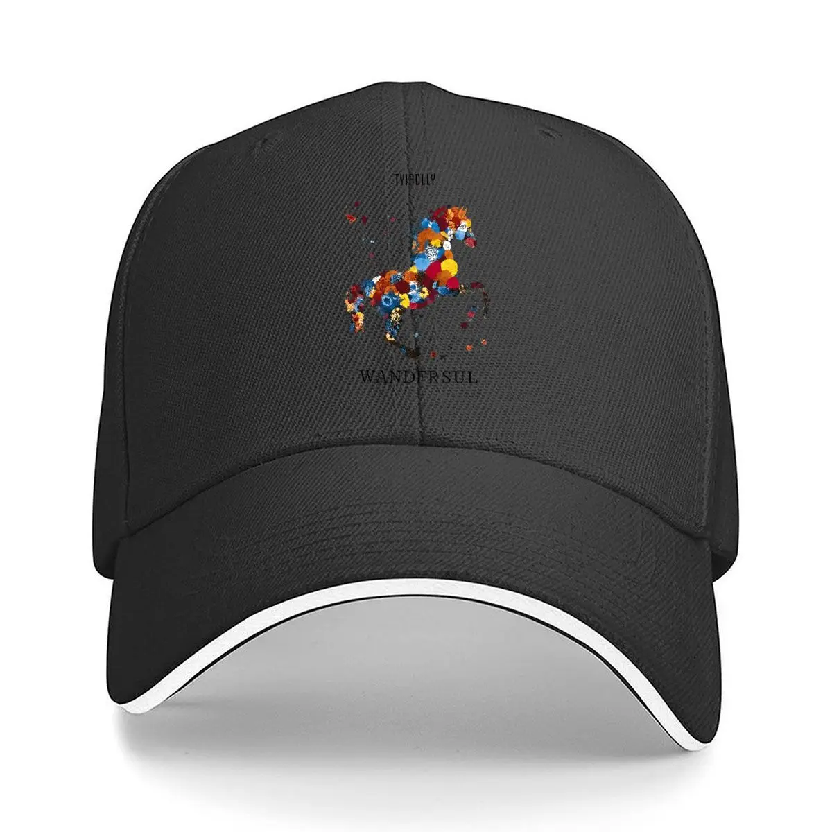 Colorful Horse Silhouette Wanderful Typography Hip Hop hat Fashion Outdoor Sports Sandwich Baseball Cap