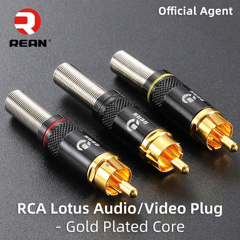 

NEUTRIK's REAN Phono RCA Cable Connector with Spring Tail Gold Plated Pin Audio Welding Plug DVD Cinema Record Player 1/5/10pcs