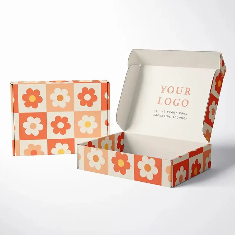 Custom Printed Logo Corrugated Shipping Boxes, Folding Cardboard Mailer Boxes for Small Business Gift Packaging
