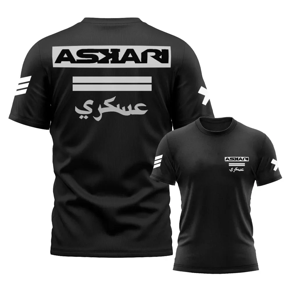 Askar boxe luta camiseta masculina verão esportes fitness 3d em torno do pescoço manga curta topo roupas ao ar livre
