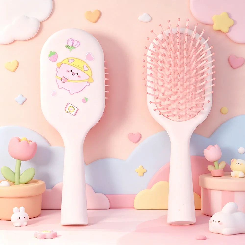 Soft and Cute Pig Scalp Care Massage Air Cushion Comb Hair Knotting Hairdressing Comb Wet and Dry Hair Curling Universal Styling