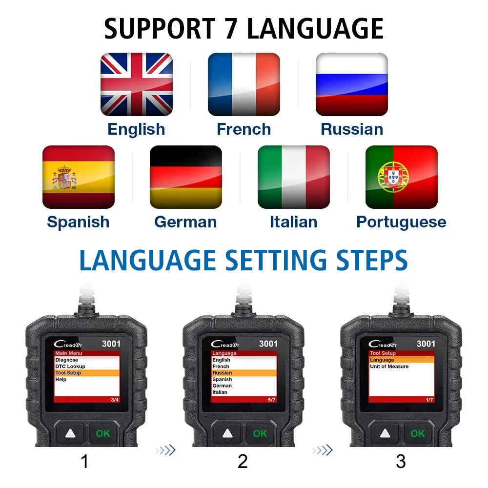 أداة تشخيص المسح التلقائي ، دعم متعدد اللغات ، وظائف OBD2 الكاملة ، CR3001 ، رمز OBD2 ، الماسح الضوئي PK ELM327 ، V1.5 ، X431