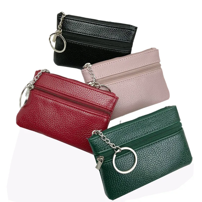 Women's Small Change Money Bags Pocket Wallets Key Holder Case Mini Functional Pouch Zipper Card Wallet PU Leather Coin Purses