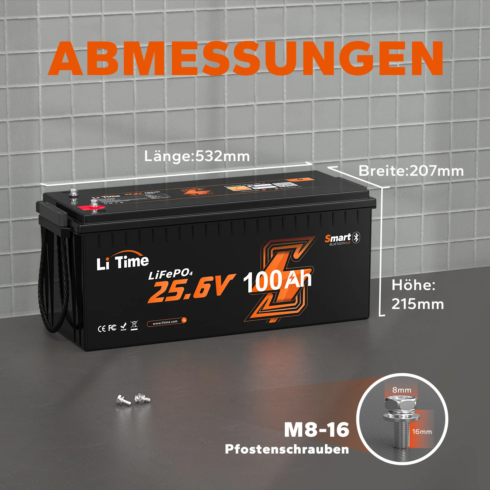 24V 100Ah IP65 Waterproof LiFePO4 Bluetooth LiFePO4 Batterie Battery Lithium Ion Batteries Pack For RV Marine