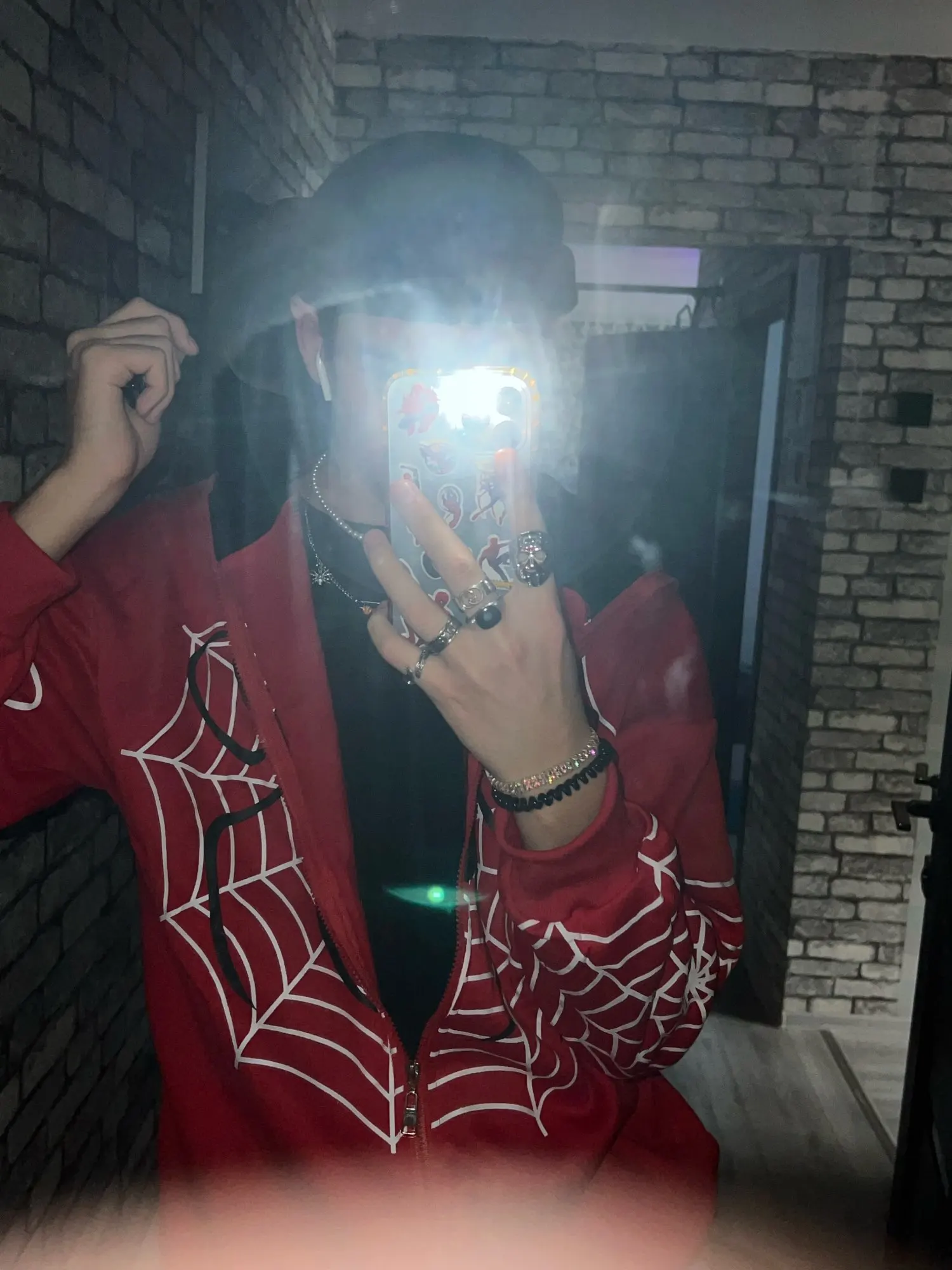 Spider Web Red Graphic Hoodies Men's Clothing Warm Harajuku Vintage Grunge Y2k Zip Up Hoodie For Men And Women Sweatshirt Tops