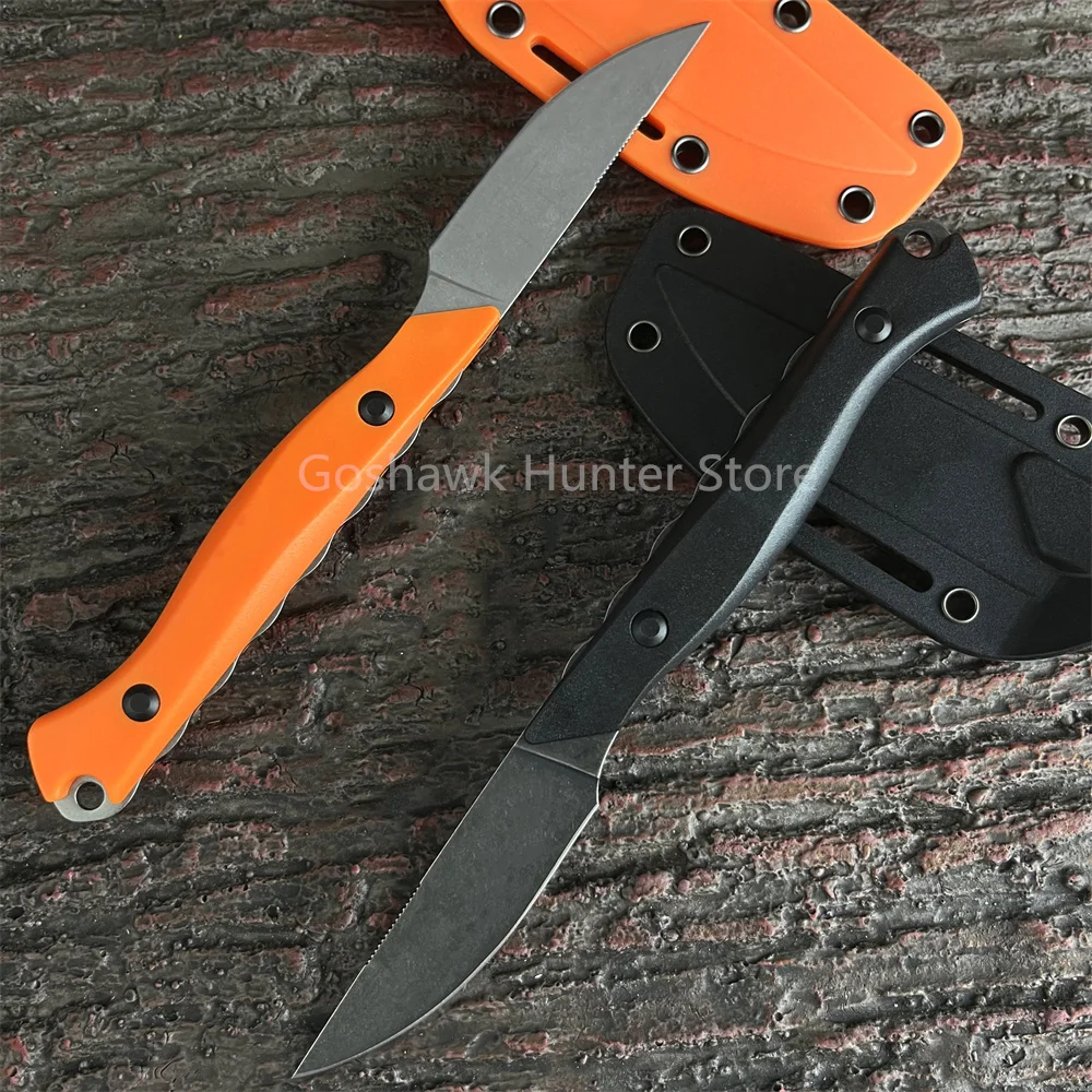 Goshawk 15700 EDC coltello a lama fissa coltelli dritti da combattimento 2.7 "CPM-154 lama posteriore/maniglie in Santoprene arancione, guaina Boltaron