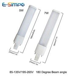 5W 2G7 2GX7 LED Horizontal Plug Lamp Bulb CFL PL-S 9W 13W Equivalent 180 Degree AC85-135/195-265V Indoor Replacement LED light