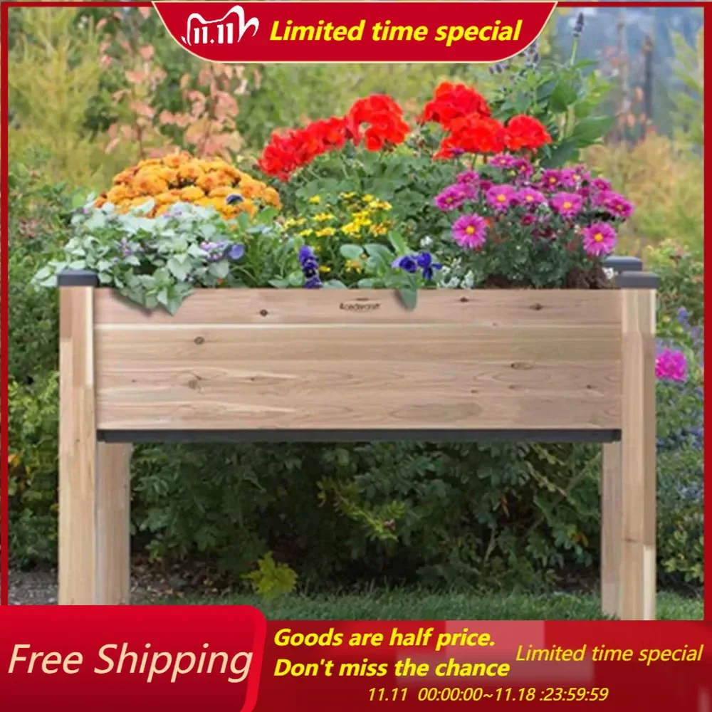 Convenient Self-Watering Elevated Cedar Planter 23