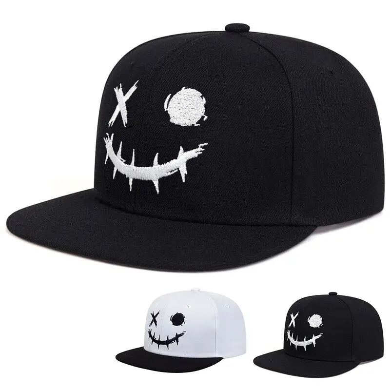 Unisex XO Smiling Face Embroidery Hip-hop Hats Outdoor Adjustable Casual Baseball Caps Sunscreen Hat