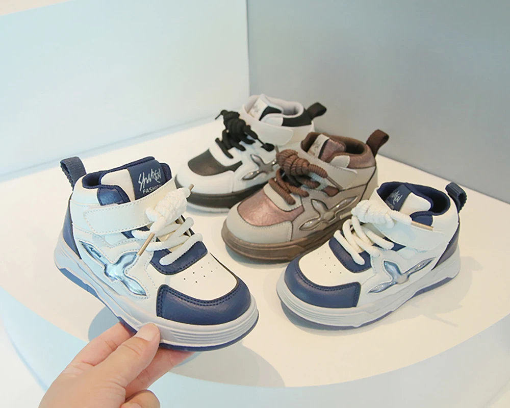 

Children All Season Trend Fashion PU Leather Sport Shoes Kids Waterproof Soft-soled Sneakers Boys Girls Running Shoes Footwear