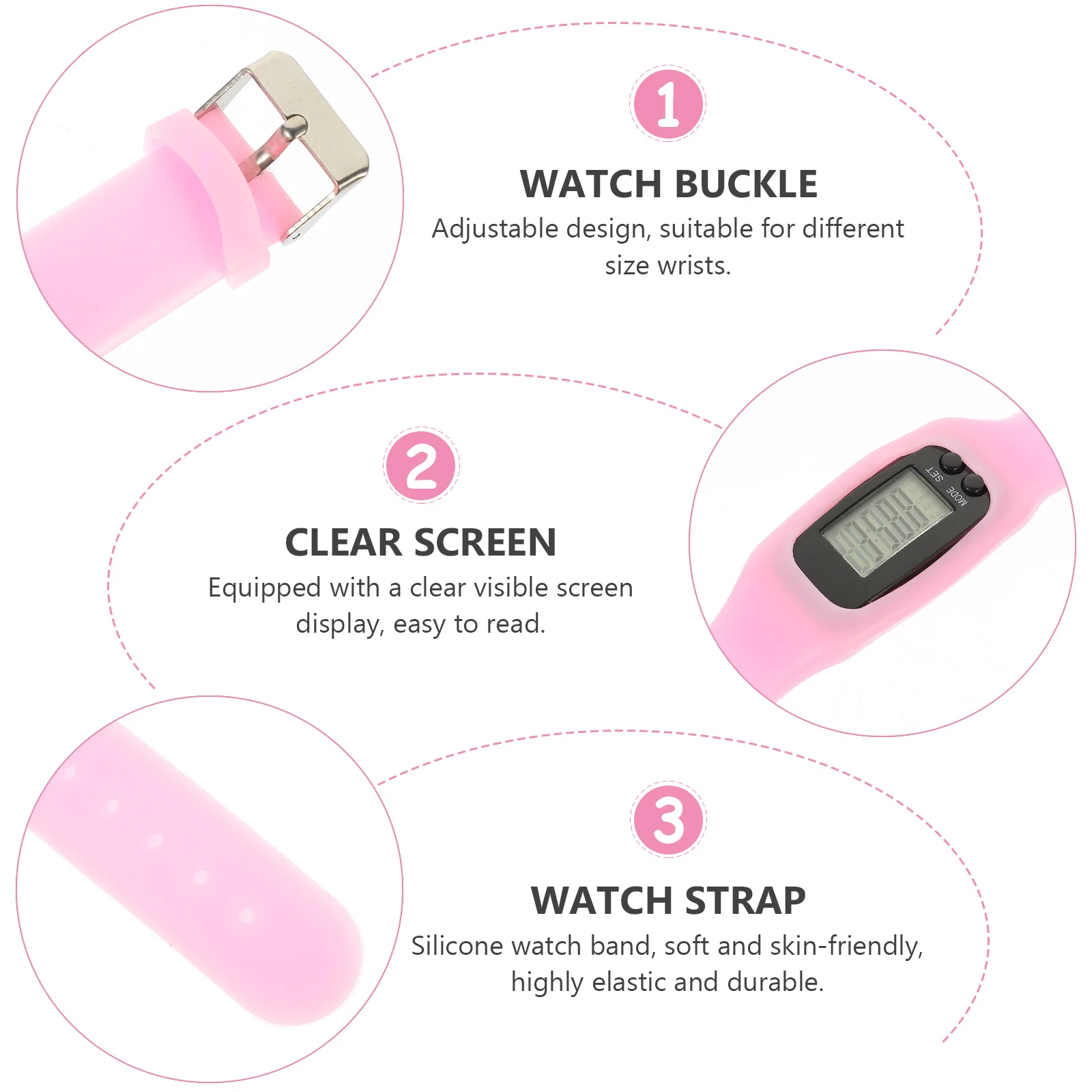 سوار عداد الخطى، ساعة عداد الخطوات، شاشة عرض شفافة، تصميم بسيط، محمول وعملي للمشي والممارسة #1