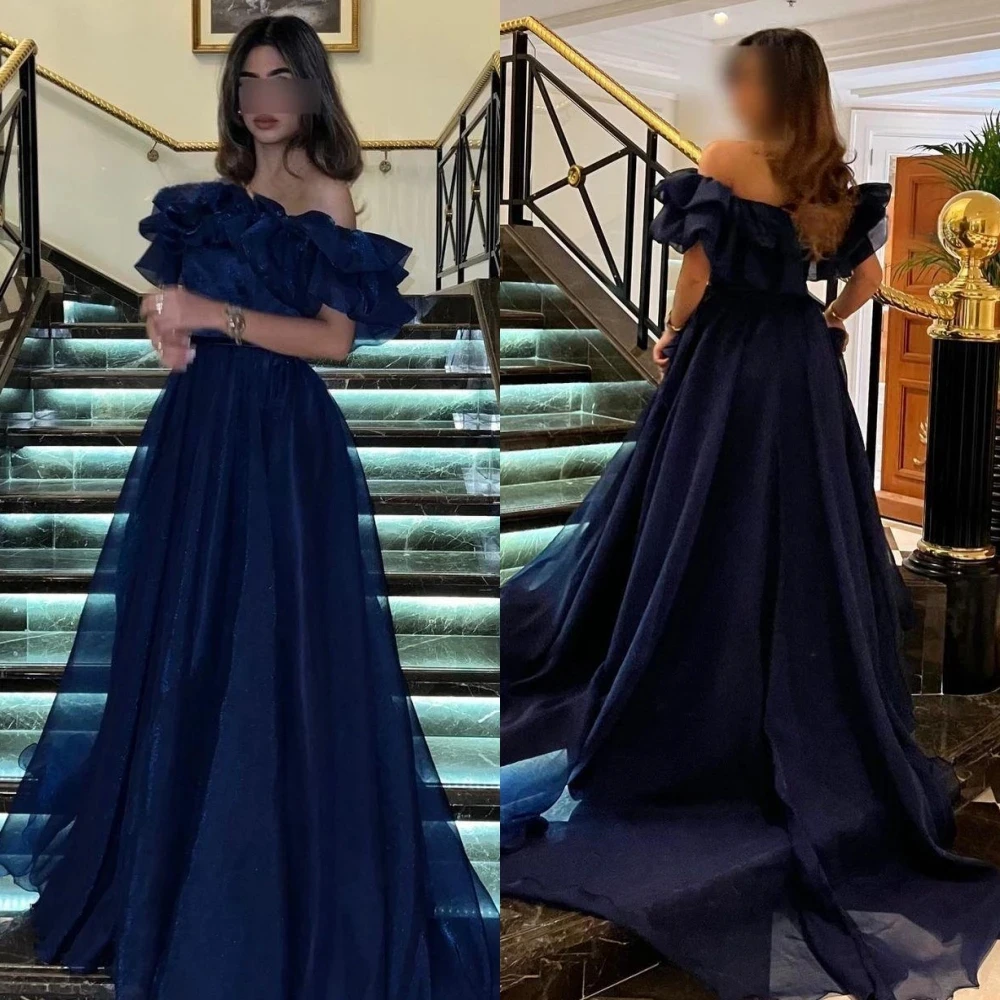 

Luxury Evening Dress Square Neckline Prom Dresses Retro Off shoulder A-line Formal Occasion Gown Vestido Para Mujer De Gala 2024