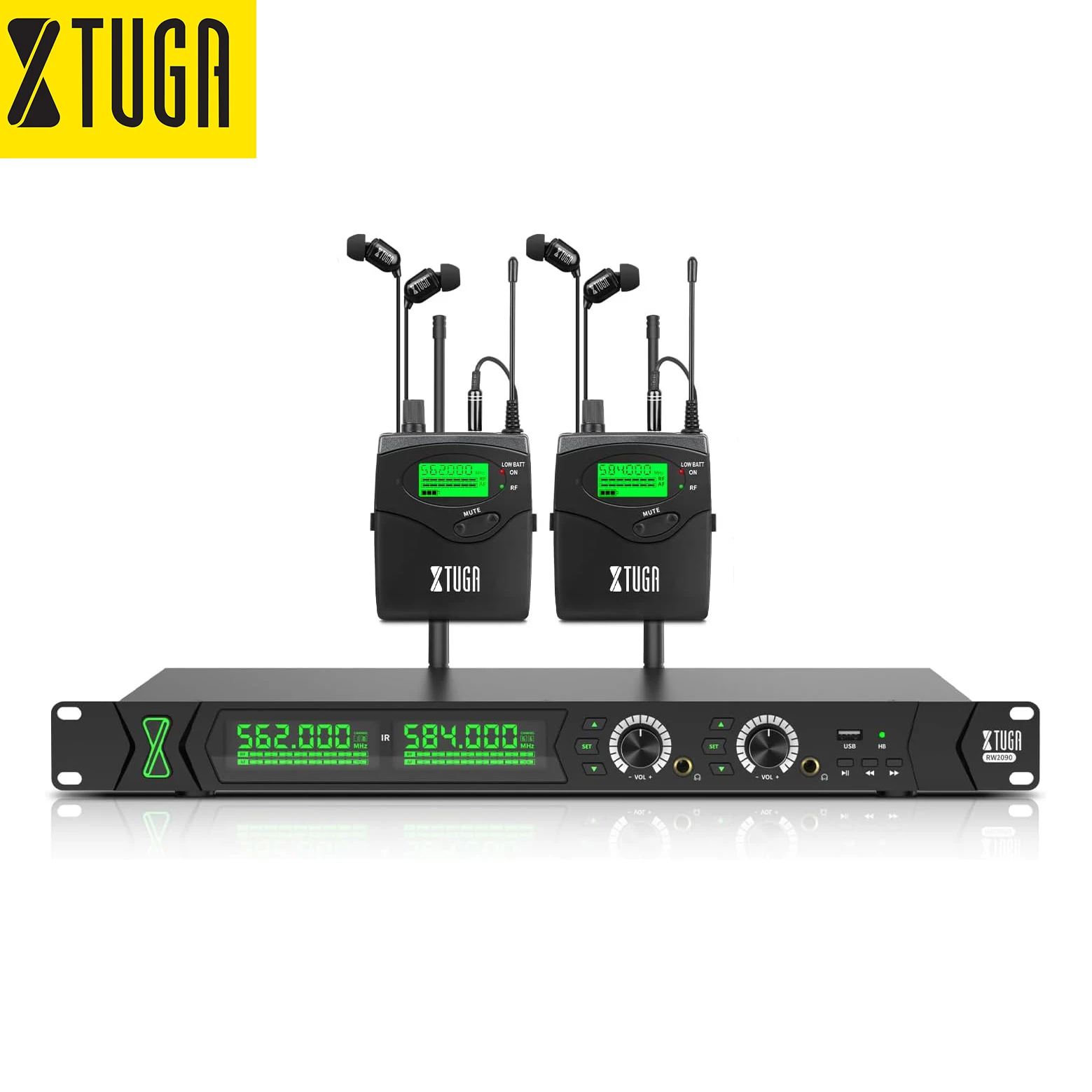 TLF Xtuga RW2090 UHF Professional 2 Bodypack في الأذن نظام Inalambricos في الأذن للمرحلة مع BT في الأذن