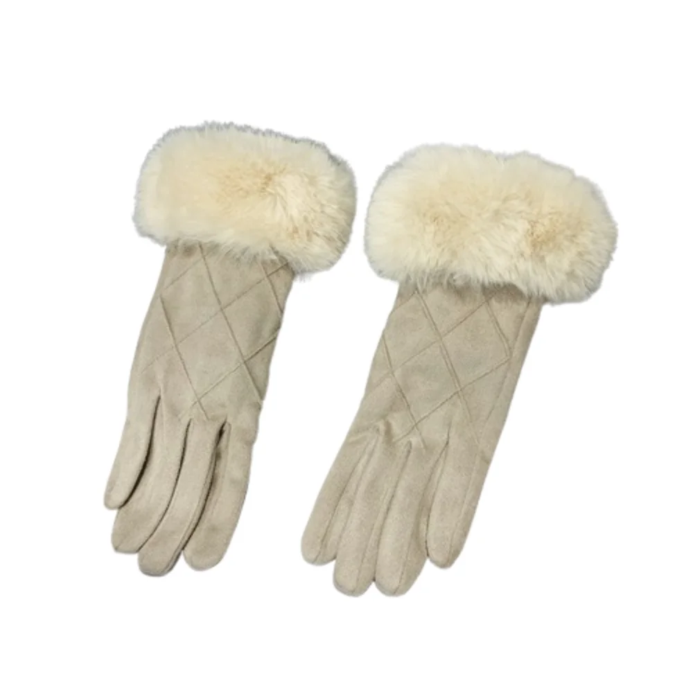 

Простые замшевые зимние перчатки на флисовой подкладке, клетчатые плюшевые перчатки с сенсорным экраном, ветрозащитные женские велосипедные варежки с длинными пальцами для верховой езды