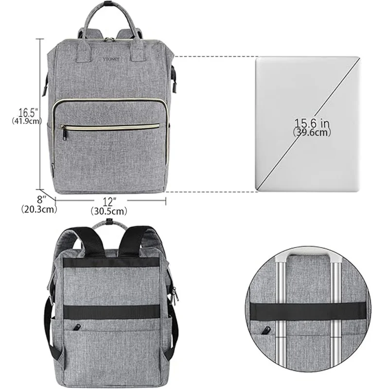 Женский рюкзак для ноутбука с USB-портом для зарядки и противоугонным карманом — легкий многофункциональный рюкзак 15,6 дюйма с мягкой подкладкой