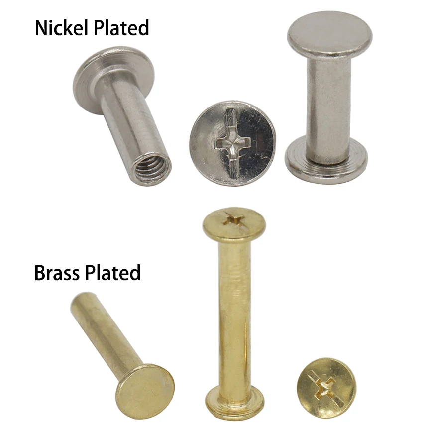 M5 M5x6 M5 * 6 из углеродистой стали, латунный никелированный фотоальбом, заклепка для ногтей, книжка, Стыковая обвязка, болт, винт Chicago