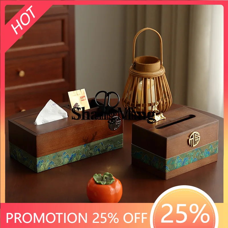 

SM Solid Wood Tissue Box Home Living Room Coffee Table Drawer Box Light Luxury Creative Remote Control Storage Box